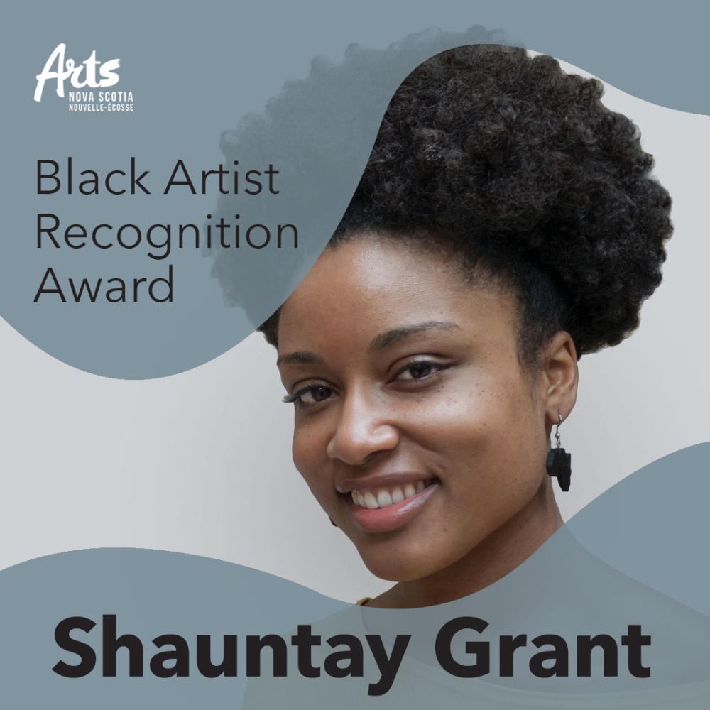 Image of Shauntay Grant with text Black Artist Recognition Award